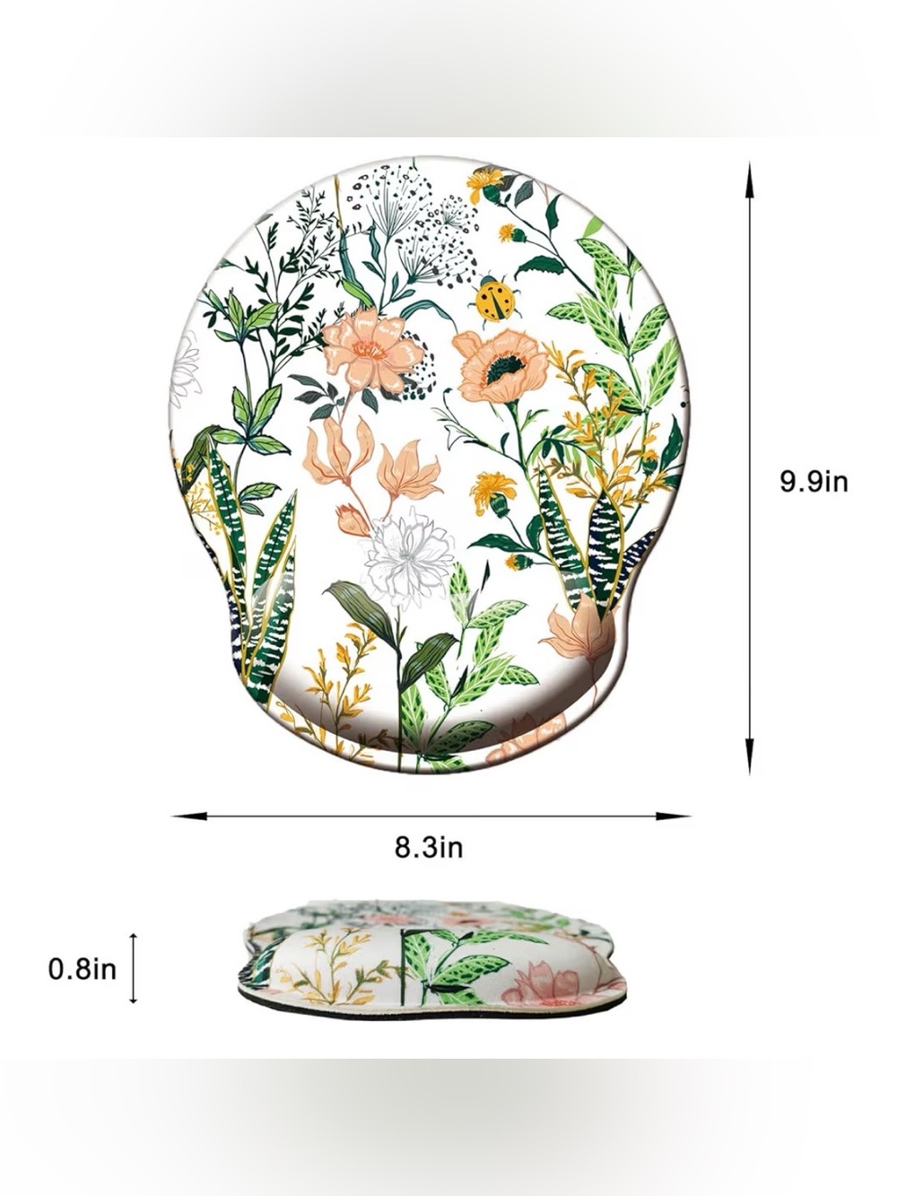 Ergonomic Floral Wrist Rest Mouse Pad Memory Foam Botanical Desk Accessory - Picture 8 of 9